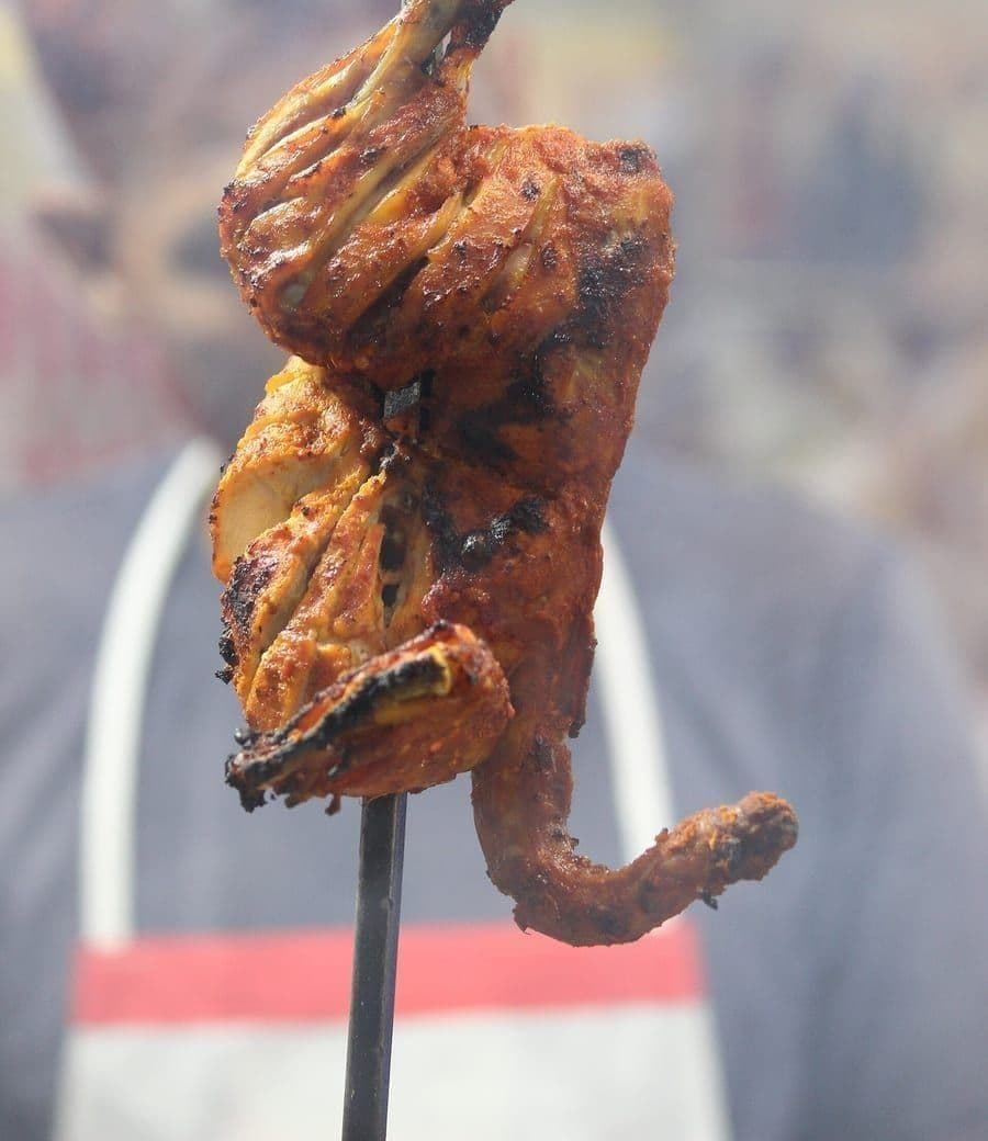 Tandoori chicken fresh off the grill